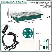 2 paquetes de iniciación de semillas reutilizables con luz de cultivo